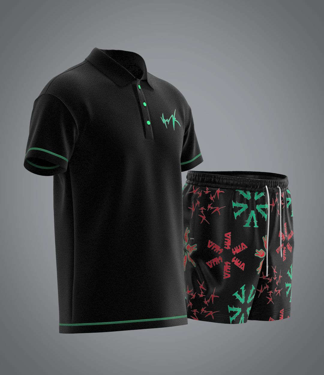 Ensemble Flowers Black Sponge VRUNK