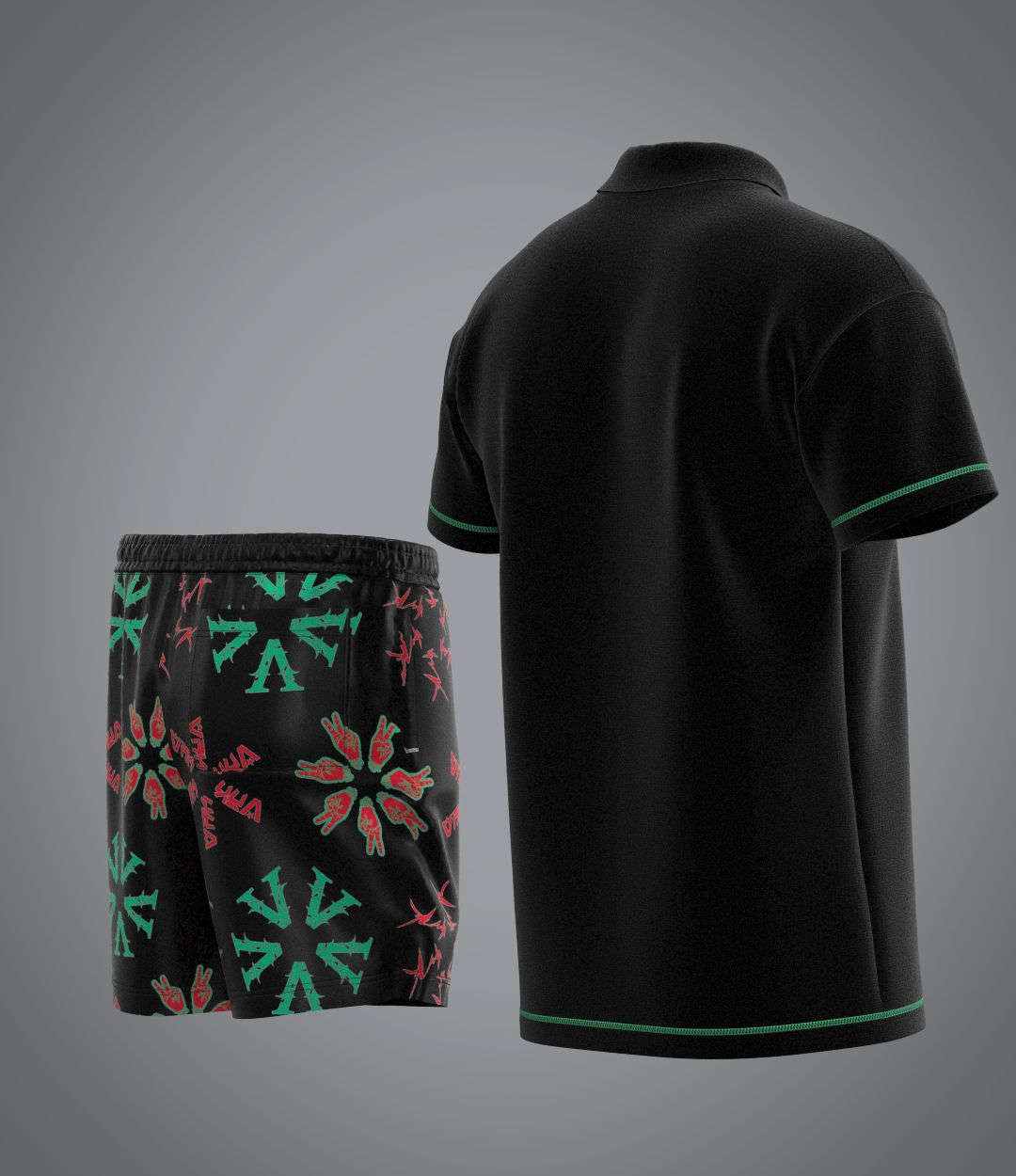 Ensemble Flowers Black Sponge VRUNK