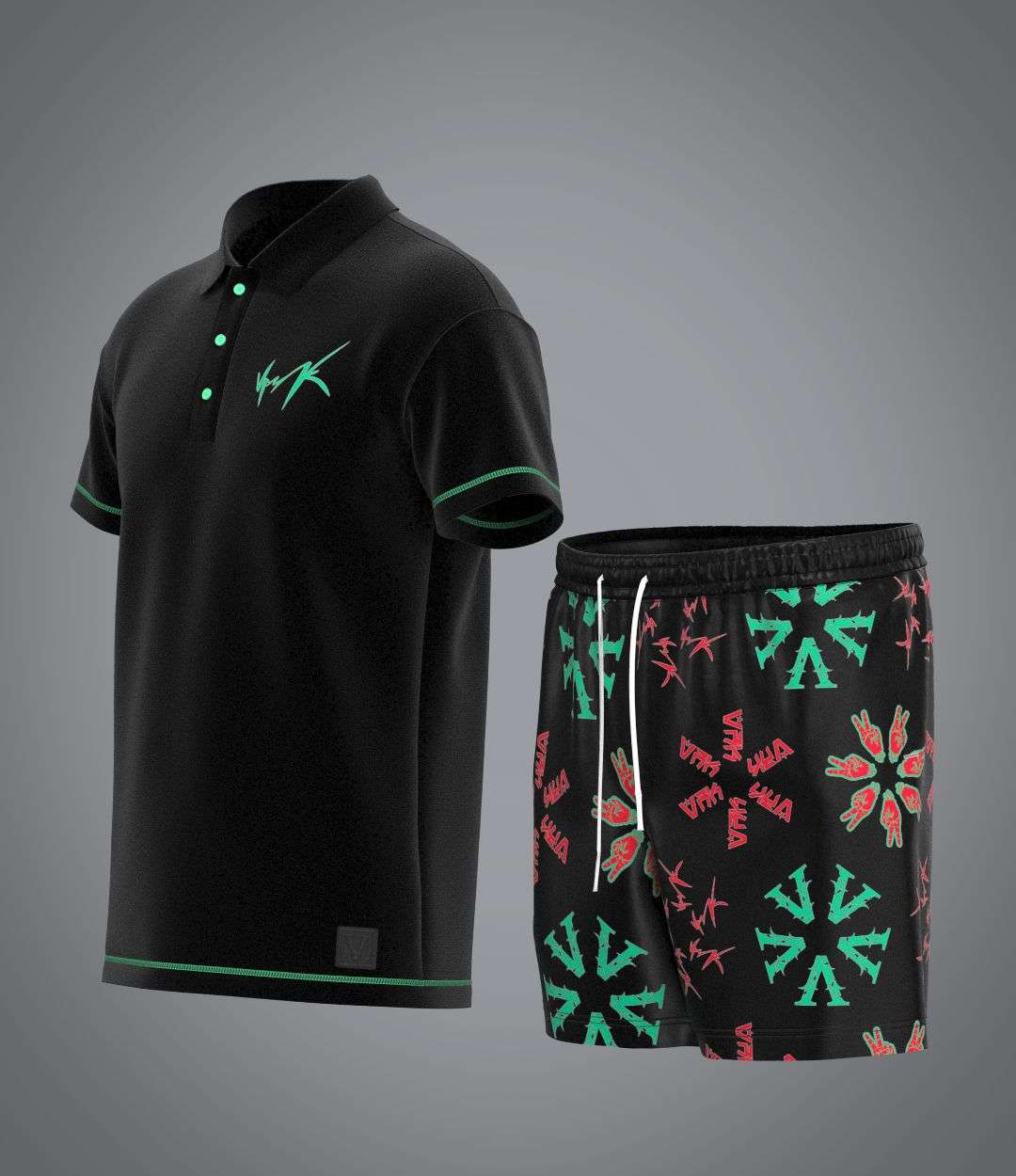 Ensemble Flowers Black Sponge VRUNK