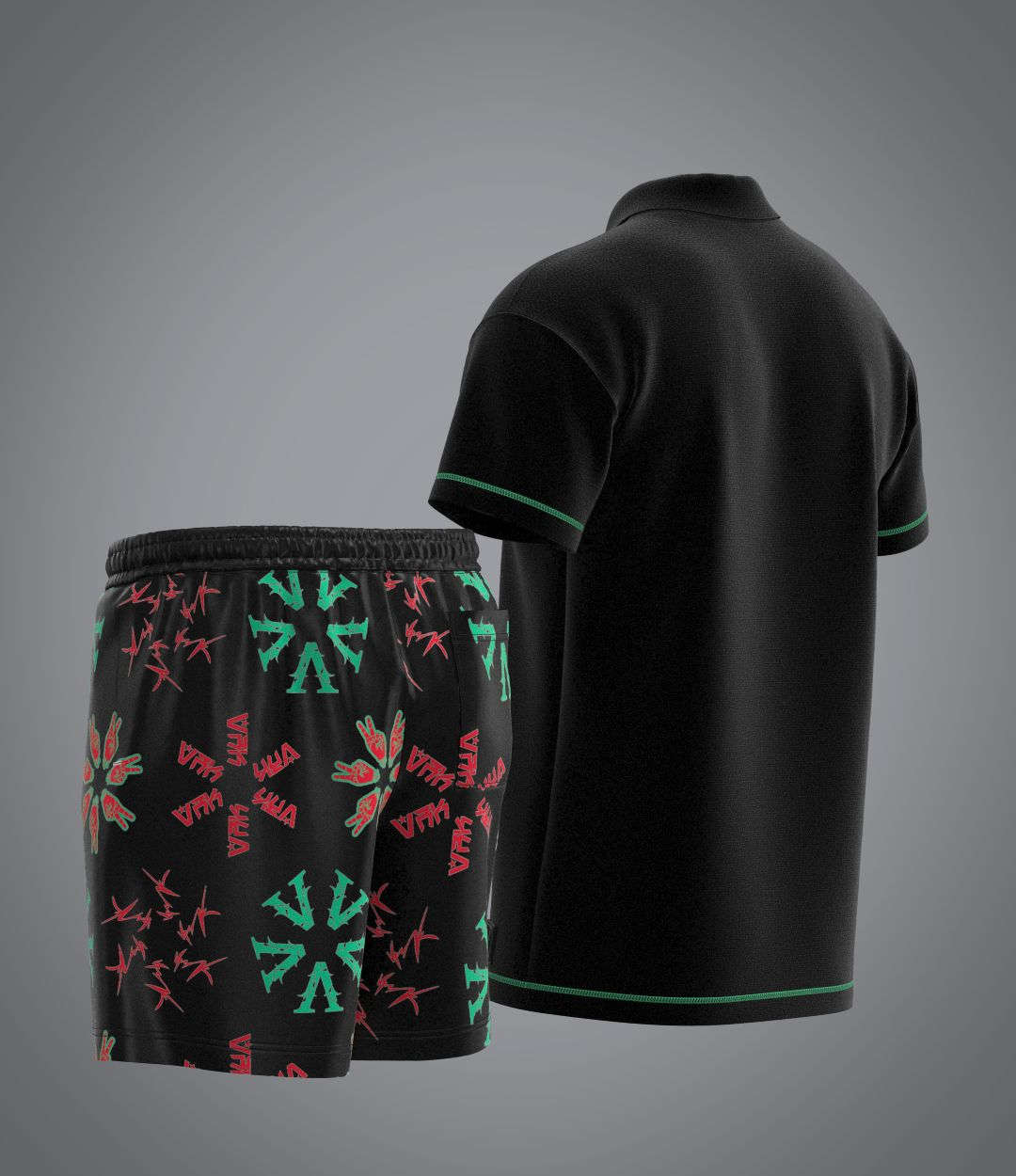 Ensemble Flowers Black Sponge VRUNK